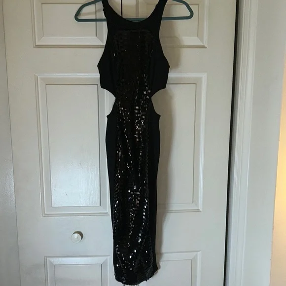 asos black glitter dress Rent Asos Design Strappy Sequin Maxi Dress With Faux Feather Hem Detail In  Black